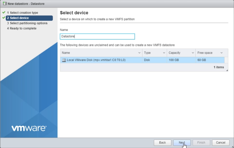 ESXi7 VMWare Datastore Device
