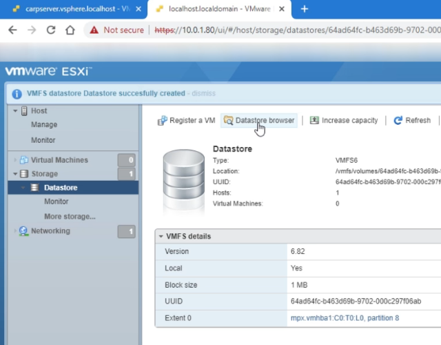 ESXi7 VMWare Datastore Browse