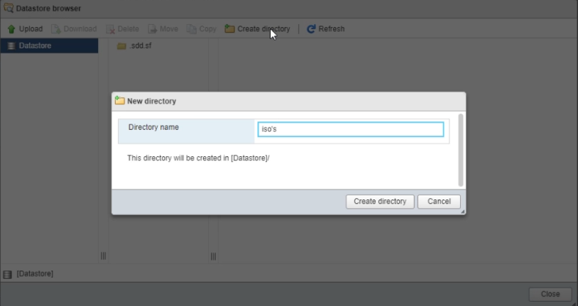 ESXi7 VMWare Datastore Create Directory
