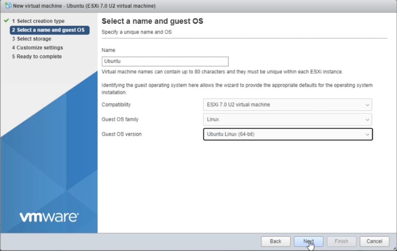 ESXi7 VMWare Virtual Machine Operating System