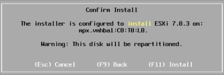 ESXi7 Confirm Install