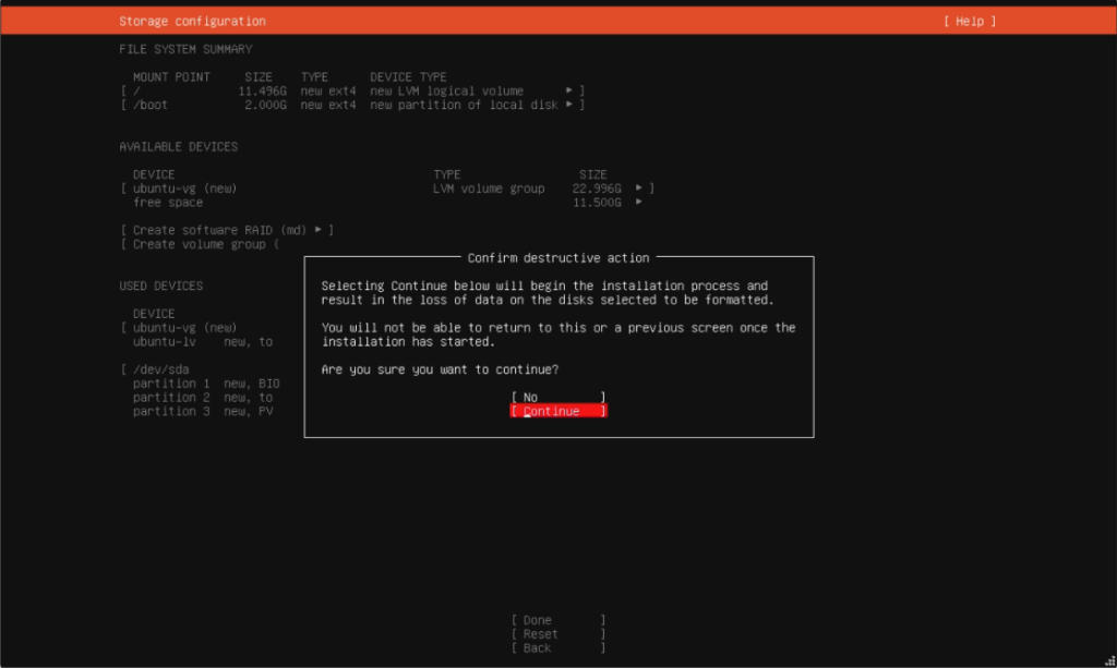 Ubuntu Confirm Storage